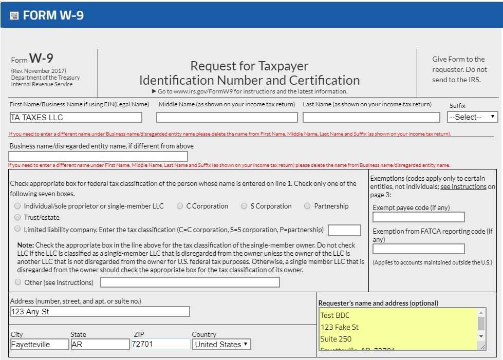 1099/Tax/W-9 Request or Solicitation