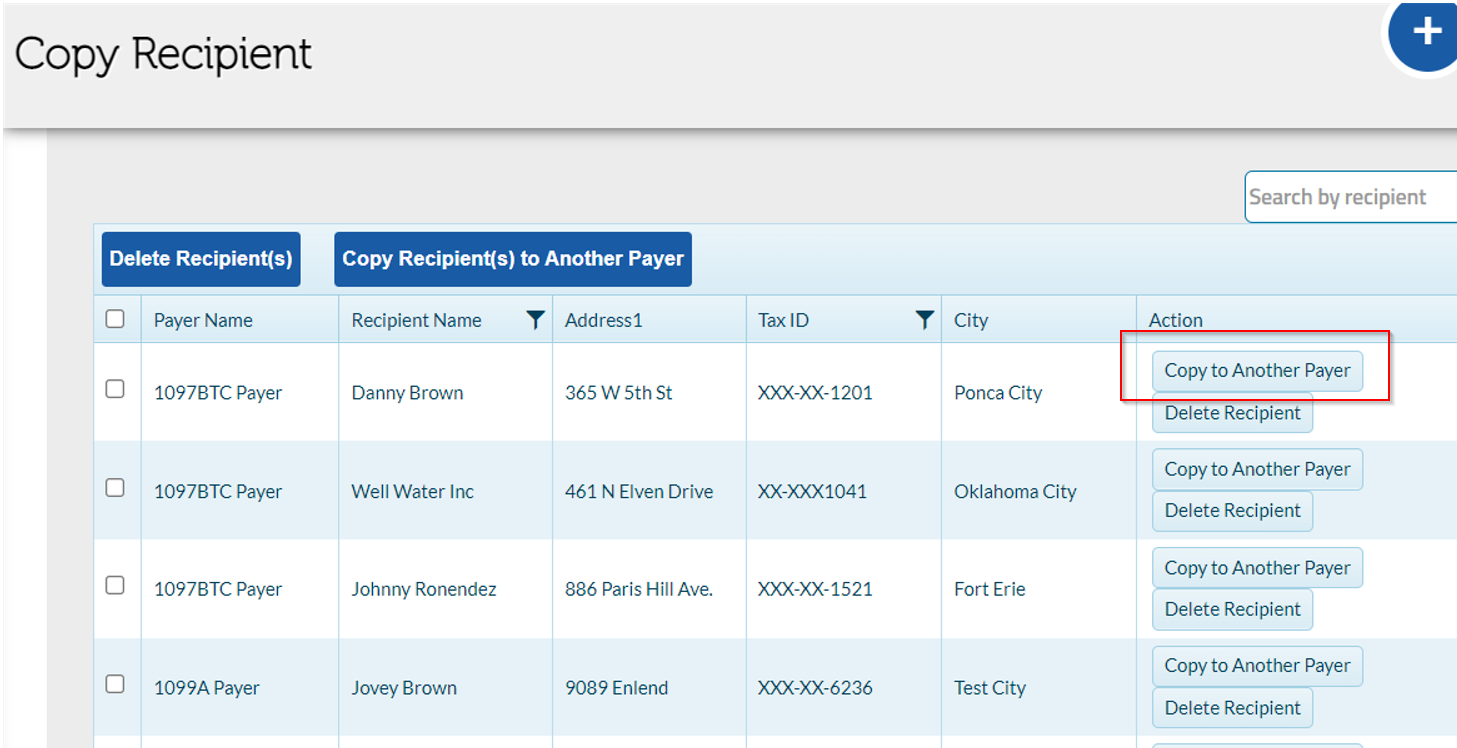 How do I copy recipients to other payers?