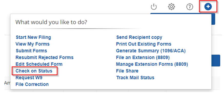 How can I check the submission status of my tax forms?